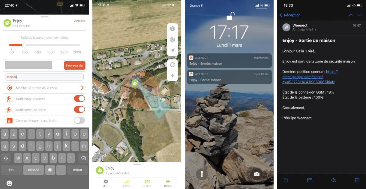 Application gratuite Weenect avec google maps