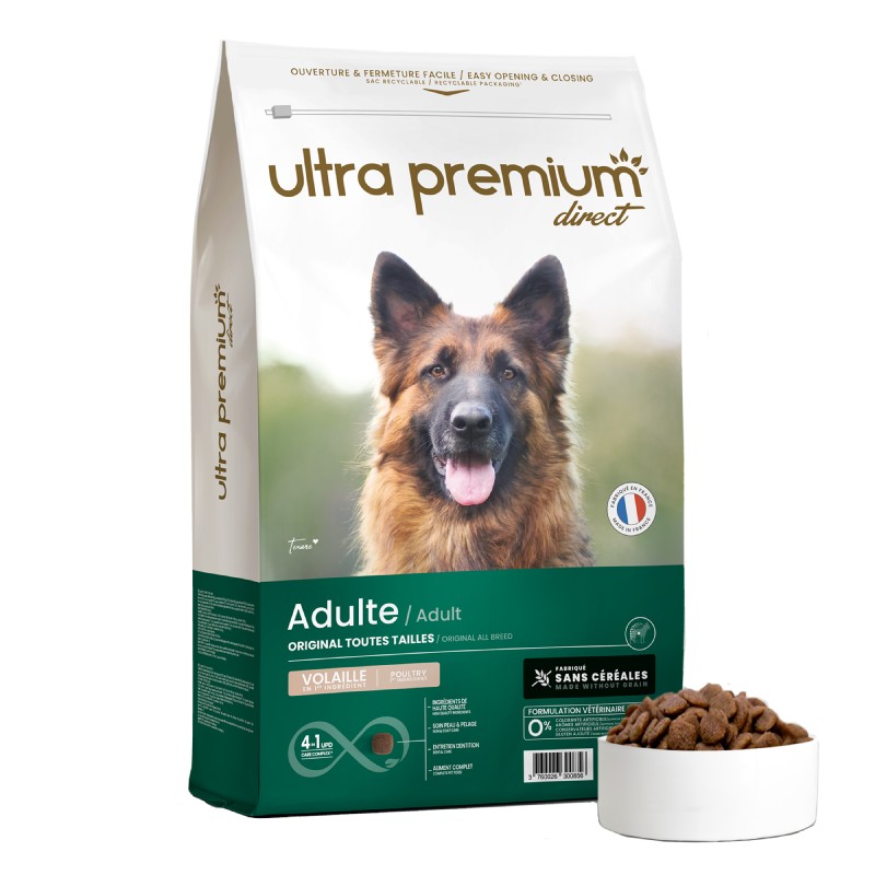 Croquettes Ultra Premium Direct Original sans céréales pour chien adulte toutes tailles