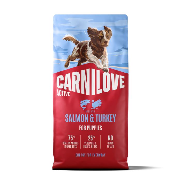 Croquettes Carnilove sans céréales pour chiot, saumon et dinde